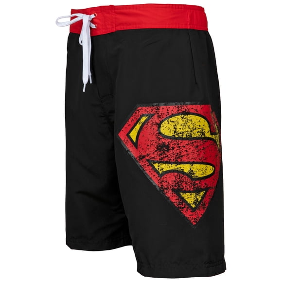 Superman Superman 803465-medium 32-34 Symbol Swim Board Shorts, Black - Medium 32-34