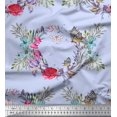thumbnail image 1 of Soimoi Blue Poly Georgette Fabric Insect,Rose & Wreath Flower Print Fabric by The Yard 42 Inch Wide, 1 of 3