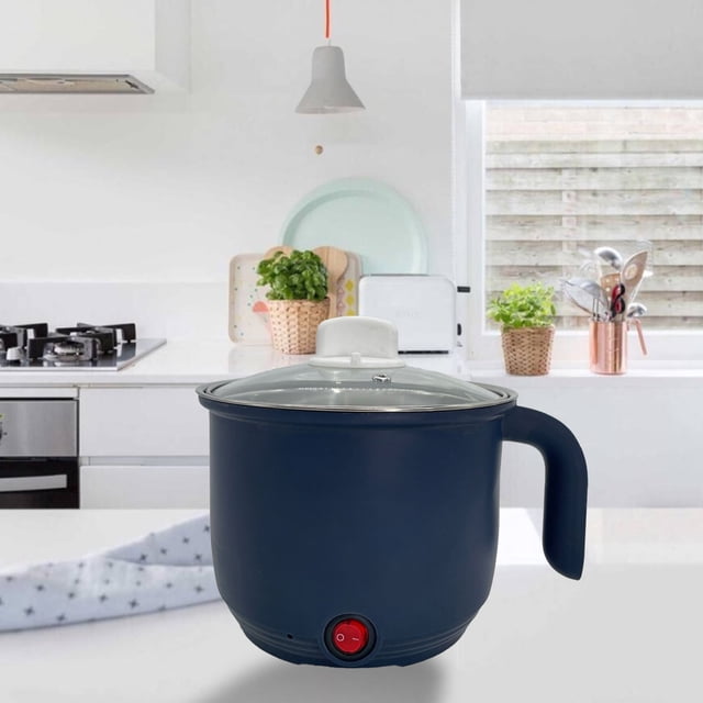 XYAIYT Border Electric Cooker Multi purpose Hot Pot for Noodles,Rice Easy Cooking in Dorm,Office Home Non Stick,Stainless Steel(Dark Blue)