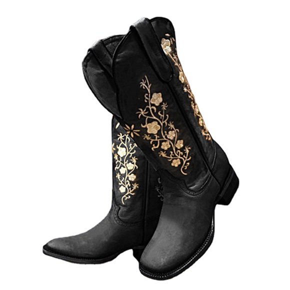 Women's Cowboy Cowgirl Boots Modern Western Embroidered Wide Calf Square Toe Cowboy Boot for Women