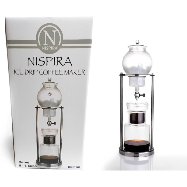NISPIRA Luxury Iced Coffee Dripper Cold Brewer Maker Glass Stainless Steel Stand