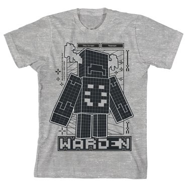Minecraft Warden Distortion Clash Trend Graphic Youth Boys Athletic Heather Gray T-Shirt-Small