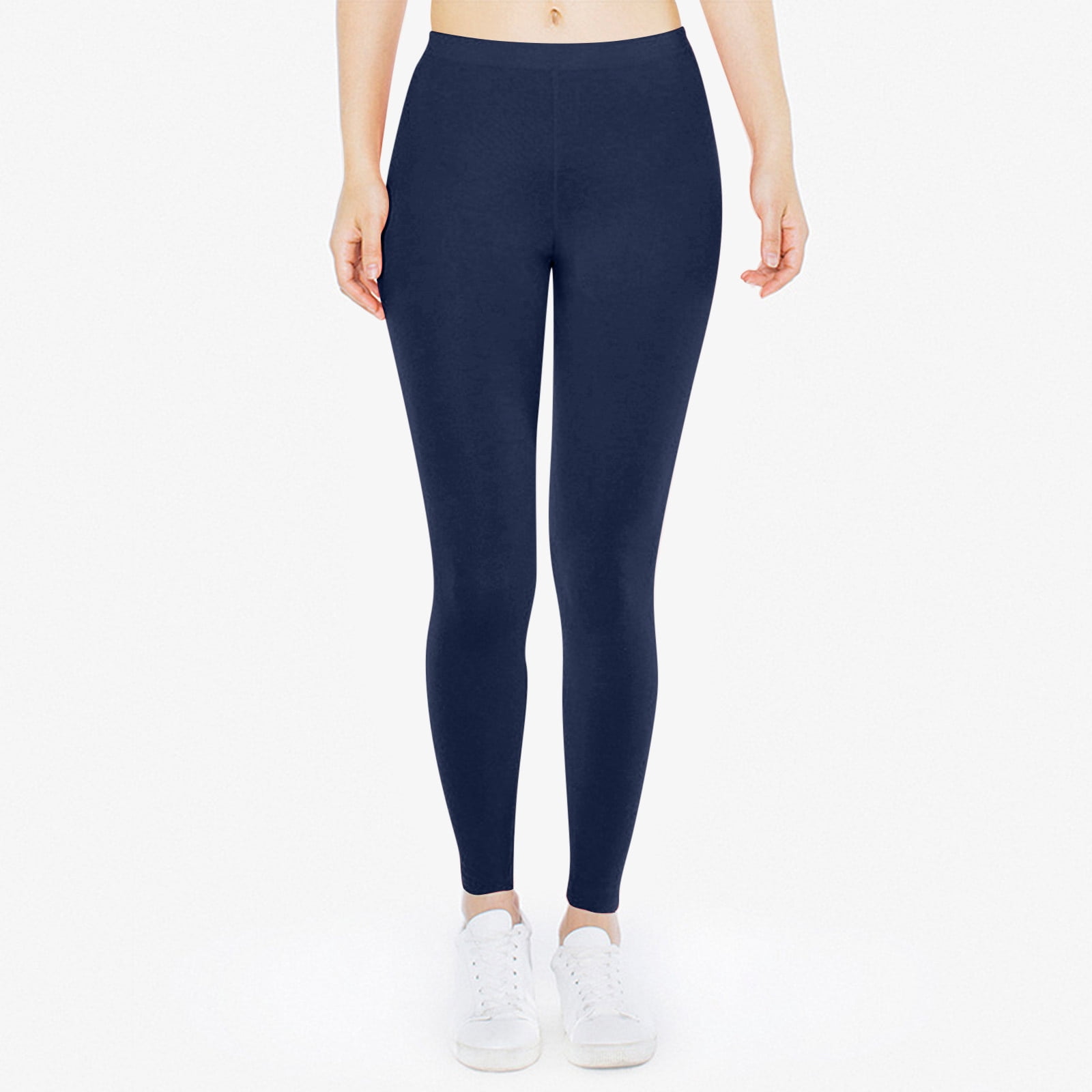 Outfmvch Seamless Leggings,Yoga Leggings for Women,Tall Leggings for Women,Low Waisted Opaque Soft Yoga Waisted Slim Pants Solid Length Pants,Womens Leggings Tummy Control,Workout Pants Women Navy XL