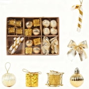 ABPWLY Christmas Kraft Gift Box Set Ornaments Balls Drums Candy Canes Bows Tabletop Window Miniature Mixed Decor Present Packaging Complete Holiday Kit