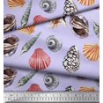 thumbnail image 2 of Soimoi Modal Satin Fabric Colorful Shells Ocean Print Sewing Fabric Yard 42 Inch Wide, 2 of 3