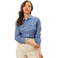 thumbnail image 1 of INSPIRE CHIC Chemise à Pois pour Femme à Col Pointu, Manches Longues, Boutonnée, 1 of 6