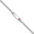 thumbnail image 1 of 14K Or Blanc Médical Forme de Diamant Doux Émail Rouge Lien d'Ancrage ID Bracelet, 1 of 3