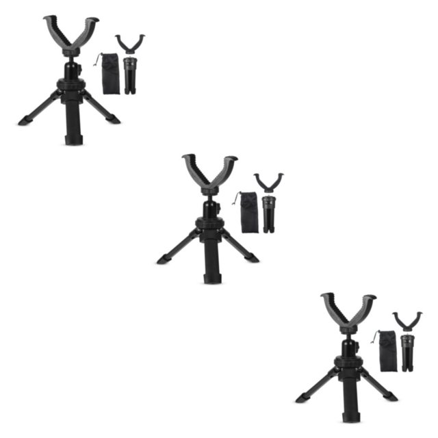 Ruiboury Durable Shooting Rest Tripod With 360掳 Rotation And Anti-corrosion Aluminum V Yoke V Yoke Stick Black 3Set