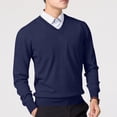 thumbnail image 5 of Xcmzpl Chandail-Robe à Col en V pour Hommes, Tricot, Manches Longues, Coupe Ajustée, Chandails Mode, Chandail à Enfiler, Chandail de Base Uni, Hauts de Chandail d'Automne, 5 of 5