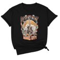 thumbnail image 4 of LUOGENLI T-shirts pour Femme pour Femmes T-Shirt Décontracté Imprimé à Col Rond Uni à Manches Courtes T-Shirt T-shirts pour Femmes T-Shirt Graphique Vêtements d'Été Noir TTG, 4 of 4