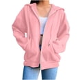 thumbnail image 1 of Timegard Womens Jackets Zipper Front Long Sleeve Comfy Hoodies Sweatshirts with Pockets Fall Clothing, 1 of 6