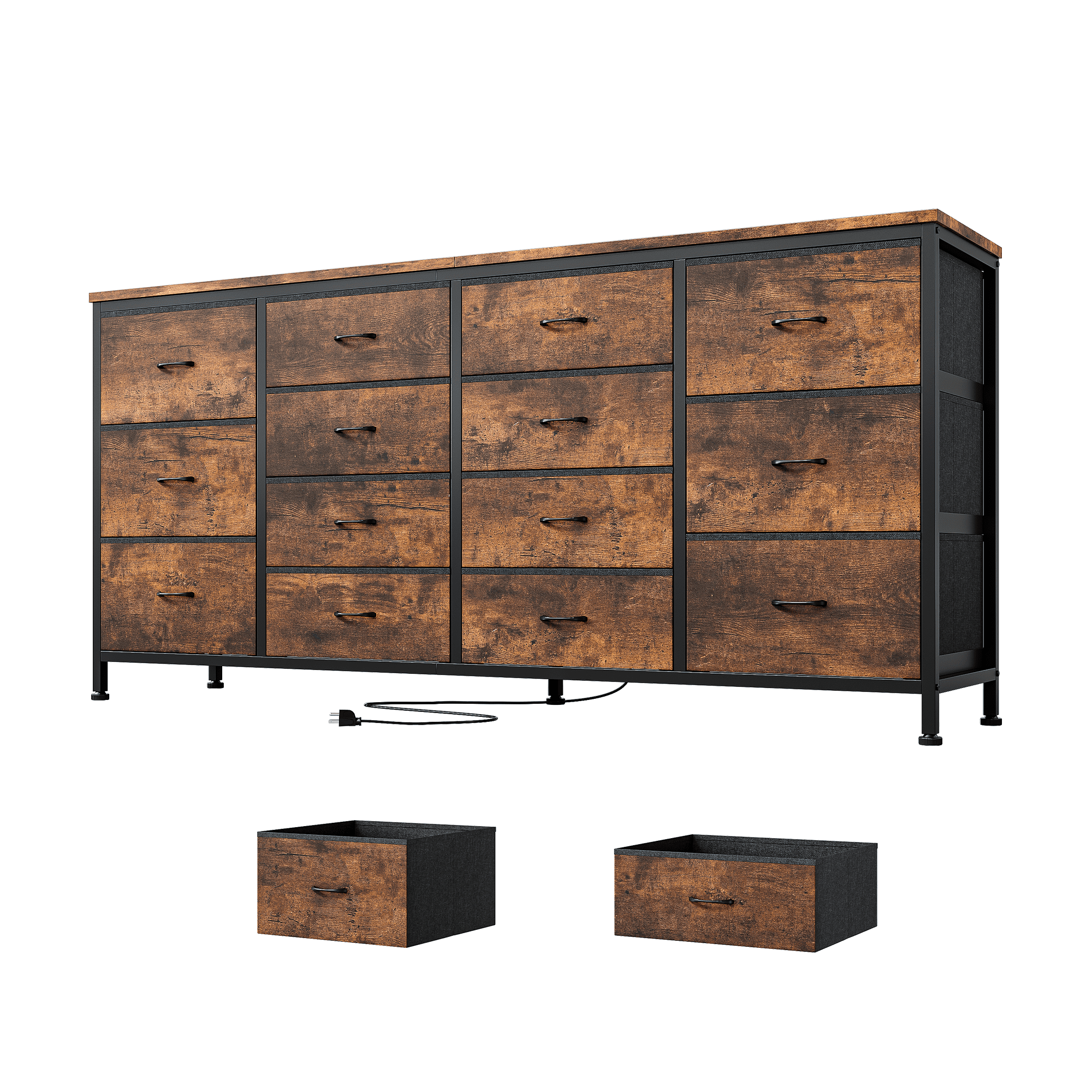 BeesClover 63" Dresser TV Stand for 65, 70, 75 Inch TVs, Entertainment Centre with 14 Drawers & Power Outlets, Large Storage Unit for Bedroom, Living Room, Hallway