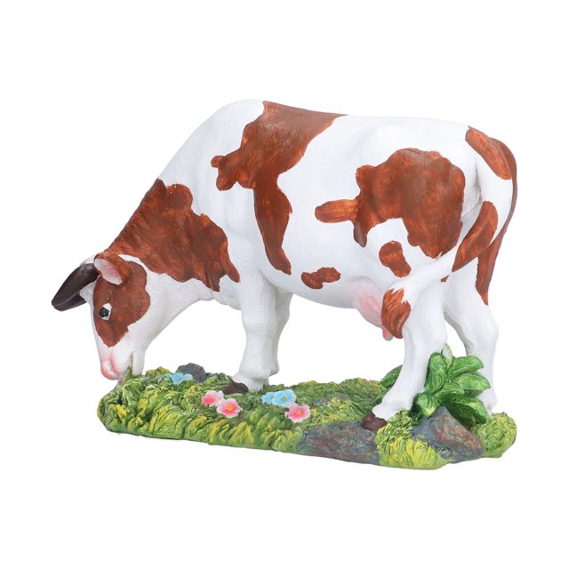 Cow Figurines Brown White Cow Model Ornament Animal Sculpture Resin Crafts Home