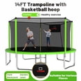 thumbnail image 2 of Mersco 14ft Trampoline for Kids and Adults, Outdoor Trampolines with Basketball Hoop and Enclosure Net, Loading 1400LBS, Green, 2 of 9