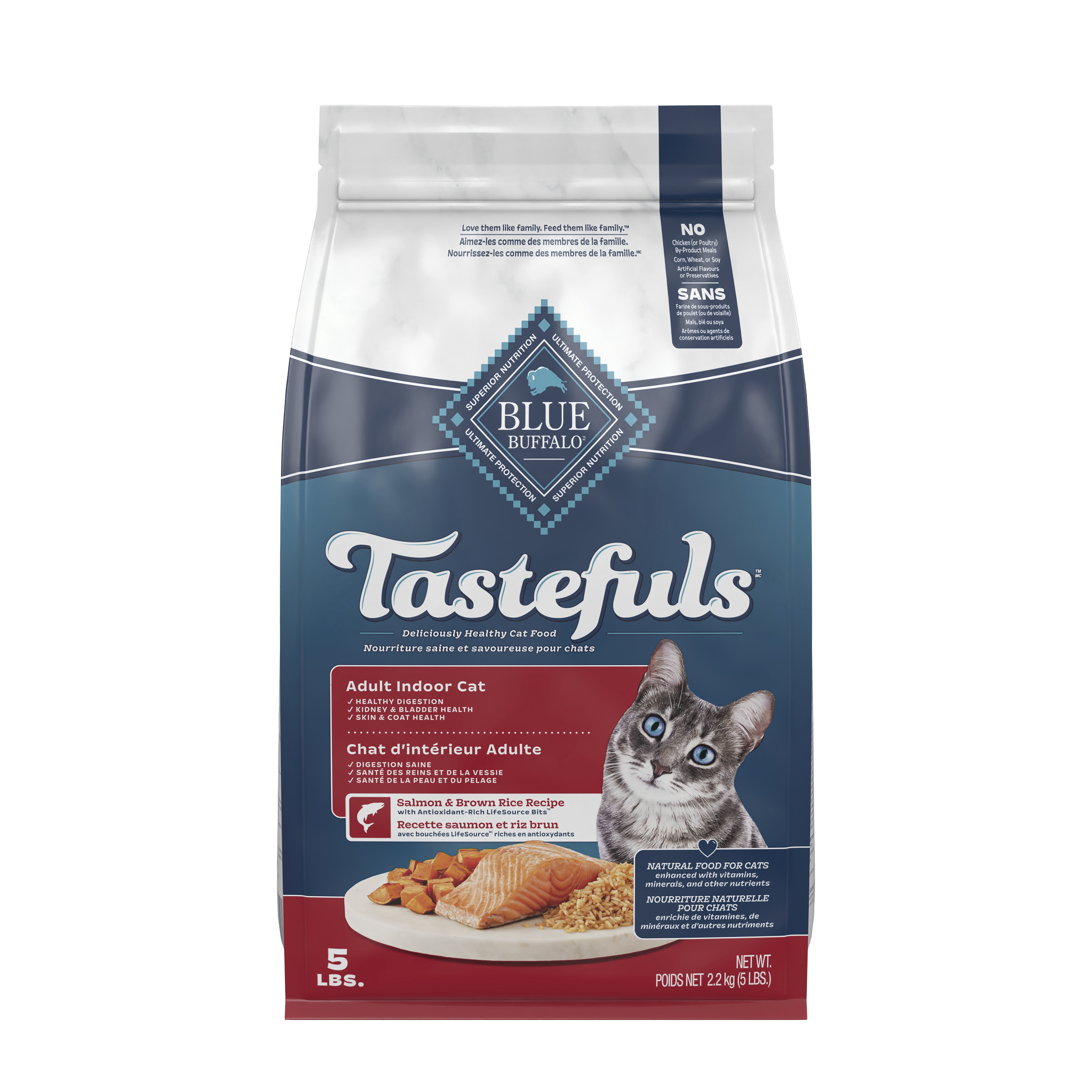 Blue Buffalo Tastefuls Dry Food, Adult Indoor Cat, Salmon and Brown Rice 2.2kg