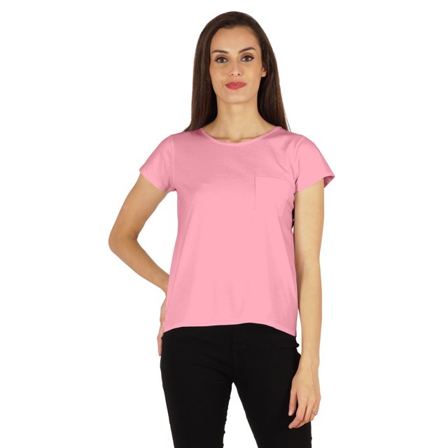 Inkmeso Solid Short Sleeve Basic T-Shirt For Womens Patch Pocket Casual Summer Basic Top