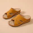 thumbnail image 4 of Penkiiy Womens Sandals Hollow Wedge Sandals Open Toe Orthopedic Arch Support Slip-on Slippers Perforated Backstrap Sandals Flower 38 Yellow, 4 of 8