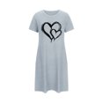 thumbnail image 4 of Mrat Jupe de Pyjama Deux Pièces pour Femmes Nuisette pour Femmes Tenue de Nuit Manches Courtes Chemise de Nuit Décontractée Imprimée Robe de Nuit Ample Confortable Pyjama S-79 Bleu P, 4 of 7