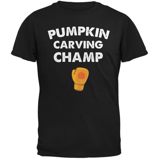 T-Shirt Noir pour Adulte Halloween Citrouille Sculptée Champion