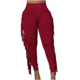 thumbnail image 1 of Birdeem Womens Sexy Tight Solid Color Fringed Bandage Trousers, 1 of 10