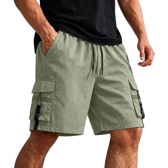 XiYing Mens Swimwear, Men's Solid Color Casual Drawstring Elastic Waist Shorts with Pockets, Active Fit, Sports Shorts for Gym & Outdoor, 1 Pack