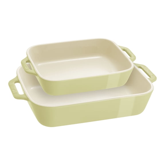 STAUB Ceramique Ensemble de Plats à Pâtisserie Rectangulaires Vert Pâle 2 Pcs