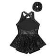 thumbnail image 4 of Xnihocha Robe de Danse pour Filles Enfants à Paillettes, Dos Croisé, avec Bande pour Cheveux, pour Costume de Performance Latin Moderne Jazz, Noir 10, 4 of 5