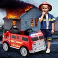 thumbnail image 2 of Gymax Kids Ride on Fire Truck 12V Battery Powered Electric Vehicle w/ 3 Speeds, 2 of 10