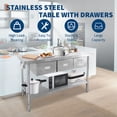 thumbnail image 4 of 1460 lbs Stainless Steel Prep Table with 3 Drawers and Adjustable Shelf, 2 Tier Commercial Workbench for Restaurant Kitchen Food Service, 150 cm 180 cm, 4 of 7
