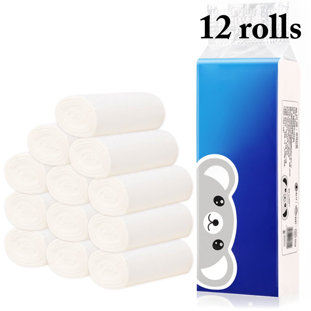 Coofit 12 Rolls Toilet Paper Soft Absorbent 4-Layer Hand Tissue Paper Bath Tissue Paper