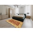 thumbnail image 4 of Ahgly Company Tapis d'Intérieur Carrés Abstraits Orange Rouge de Style Oriental, 7 Pieds Carré, 4 of 6