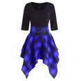 thumbnail image 1 of Kcodviy Robe Asymétrique à Lacets Femmes Robes à Manches Courtes Décontractées Imprimé Femmes Décontracté Mini Chic Décontracté Robes pour Femmes Tartan Col Rond à Carreaux Soirée Automne Robes Robe pour Femme, 1 of 6