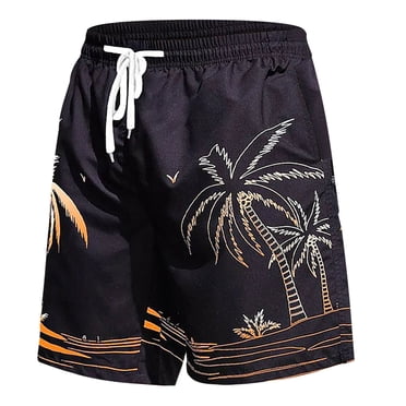 Ketyyh-chn99 Mens Swim Trunks Beach Fashion Men's Swim Trunks Beach Board Shorts with Pockets Lining Bathing Suits Gold,XL