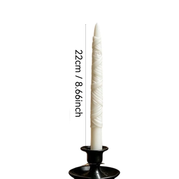 Drppepioner Halloween Twisted Taper Candles with Embossed Ghost Face,Black White Unscented Dripless Dinner Candle for Table Mantel