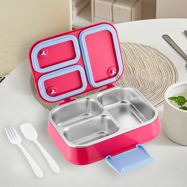 Vrorvz Boîte à Lunch en Acier Inoxydable avec Compartiments pour Employés de Bureau et Étudiants, Compatible Micro-Ondes, Isolée, Conception à Trois Compartiments pour un Emballage de Lunch Pratique, Durable et Pratique
