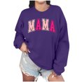 thumbnail image 1 of Culottes pour Femmes Chandail Maman Femmes Surdimensionné Paillettes Patch Maman Chandails à Col Rond Maman Imprimé Manches Longues Ample Mode Chandail m Violet, 1 of 7