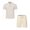 Khaki, variant on XiYing Golf Shorts Men, Men's Solid Color Short Sleeve Stand Collar Top with Pocket and Elastic Waist Shorts Set, Casual Summer Outfit, 1 Pack