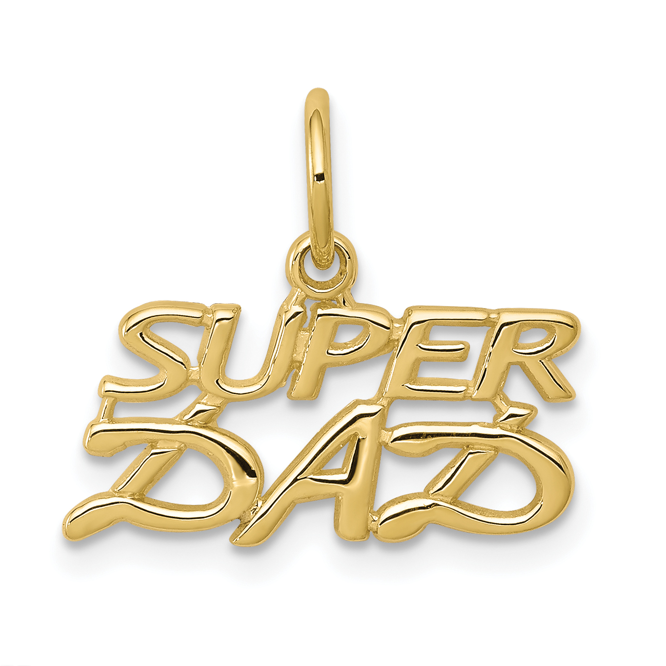 10k Yellow Gold Super Dad Necklace Charm Pendant Father For Dad Mens For Him