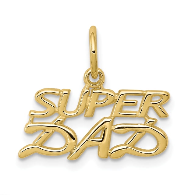 10k Yellow Gold Super Dad Necklace Charm Pendant Father For Dad Mens For Him