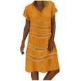 thumbnail image 1 of Pompotops Robe d'Été pour Femmes Style Col en V Imprimée Manches Courtes Robe pour Dames, 1 of 5