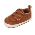 thumbnail image 1 of Spring And Autumn Children Baby Toddler Shoes Boys And Girls Flat Bottom Non Slip Lightweight Comfortable Double Hook Loop Solid Color Simple Style Baby Sneakers Brown 12/6 M—12 M, 1 of 7