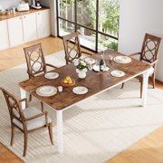 Industrial Rectangle Dining Table for 6-8, Plain Wood Top & Heavy-Duty Metal Frame, Modern Kitchen & Dining Room Table, Easy Assembly