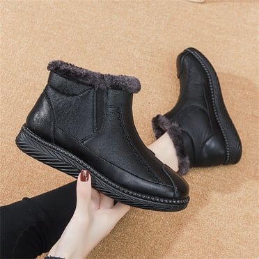 Pisexur Black Friday Deals 2022! EGNMCR Womens Snow Boots Winter Warm Booties Fur Lined Anti-Slip Ankle Boots Outdoor Slip On Waterproof Booties Comfortable Warm Shoes