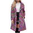 thumbnail image 2 of DPTALR Womens Ladies Warm Faux Furry Long Coat Jacket Winter Solid V-neck Outerwear, 2 of 9