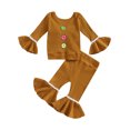 thumbnail image 2 of Gupgi 2 Pcs Tenues de Noël pour Fillettes 0-4 Ans Boutons Ric-Rac Hauts à Manches Longues et Pantalons Évasés, 2 of 8
