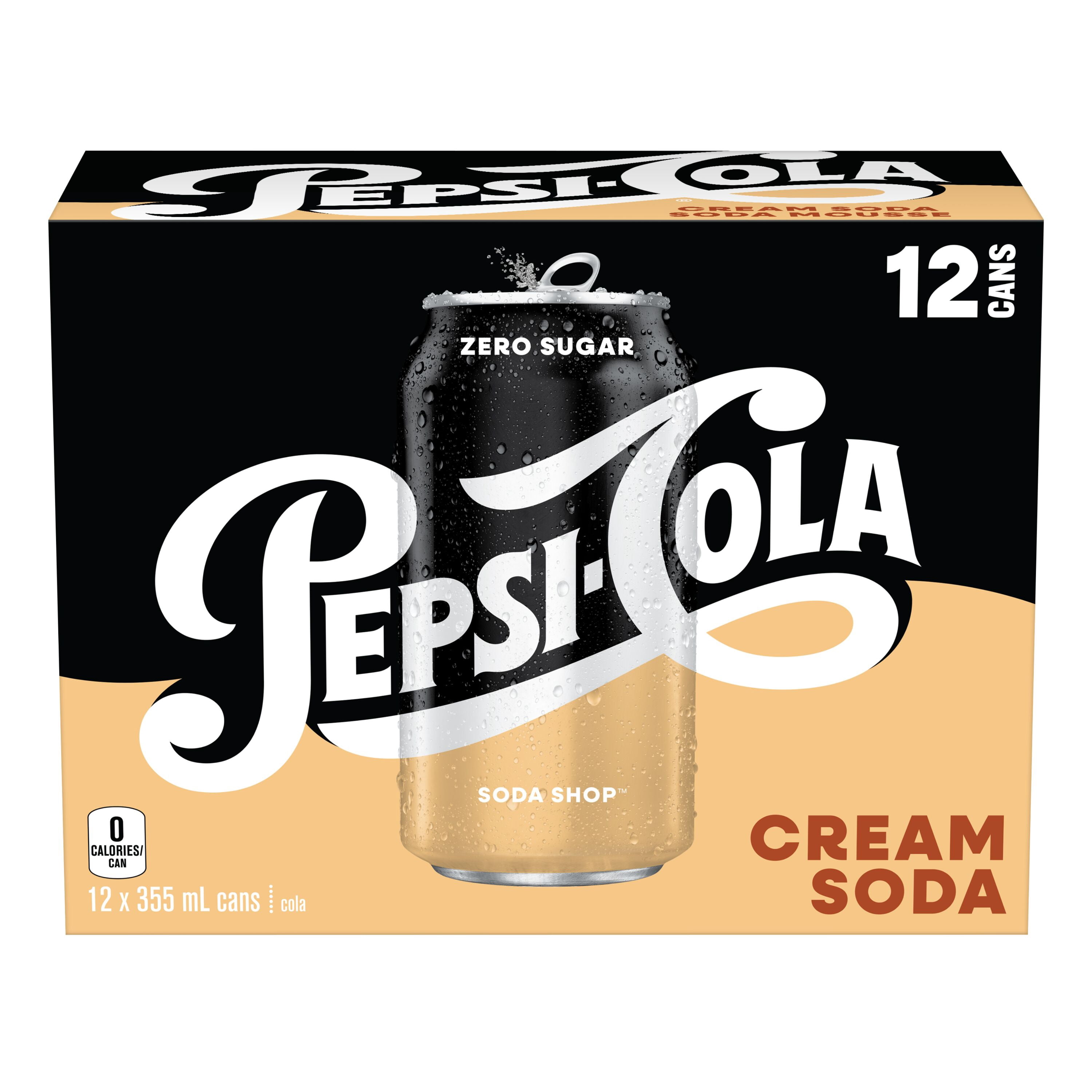 Pepsi Cola Zero Sugar Soda Shop Cream Soda 12x 355 ml, Cans