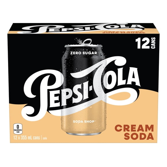 Pepsi Cola Zero Sugar Soda Shop Cream Soda 12x 355 ml, Cans