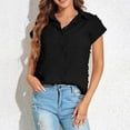thumbnail image 2 of Hauts pour Femmes Décontractés Été Manches Courtes Légers Couleur Unie Tendance T-Shirts Courts Dames Col Rond Blouses (Small, BlackA1), 2 of 7