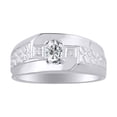 thumbnail image 1 of RYLOS Men's Rings 14K White Gold Classic Nugget 6X4MM Oval Gemstone & Diamond Ring White Topaz April Birthstone Rings Size 9, 1 of 7