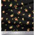 thumbnail image 2 of Soimoi Black Poly Georgette Fabric Leaves & Grandiflora Roses Floral Decor Fabric Printed Yard 52 Inch Wide, 2 of 5